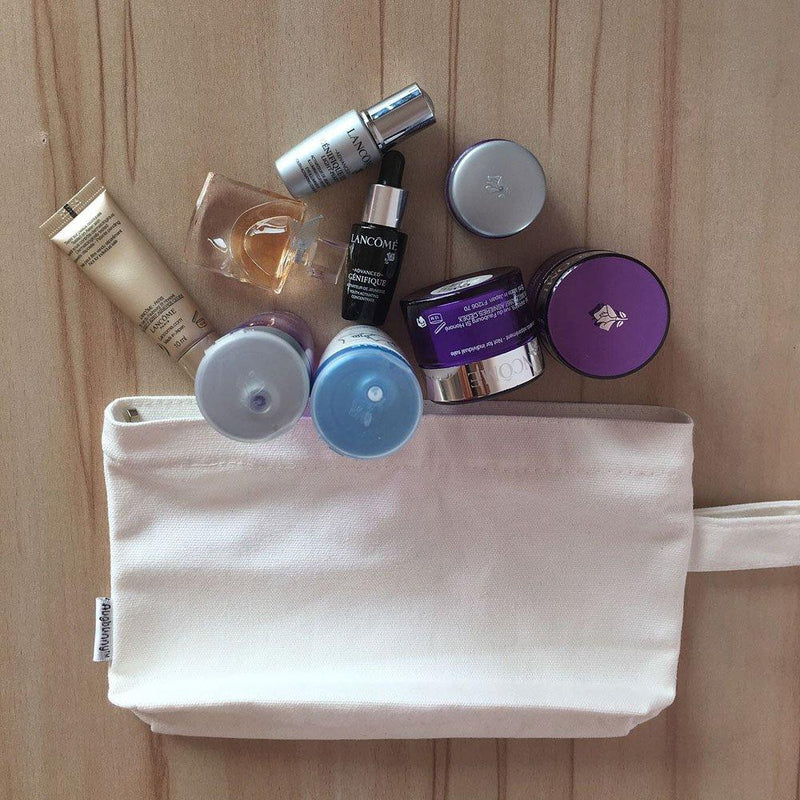 Augbunny Multi-purpose Cotton Canvas Zipper makeup Bag Pouch 4-pack White