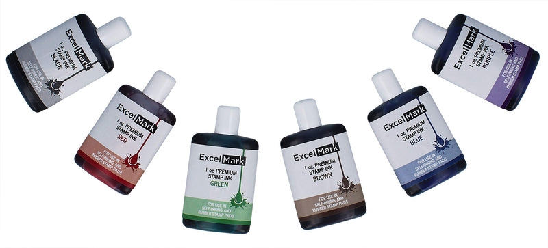 ExcelMark Premium Self-Inking Stamp Refill Ink - 1 oz. (Brown) Brown