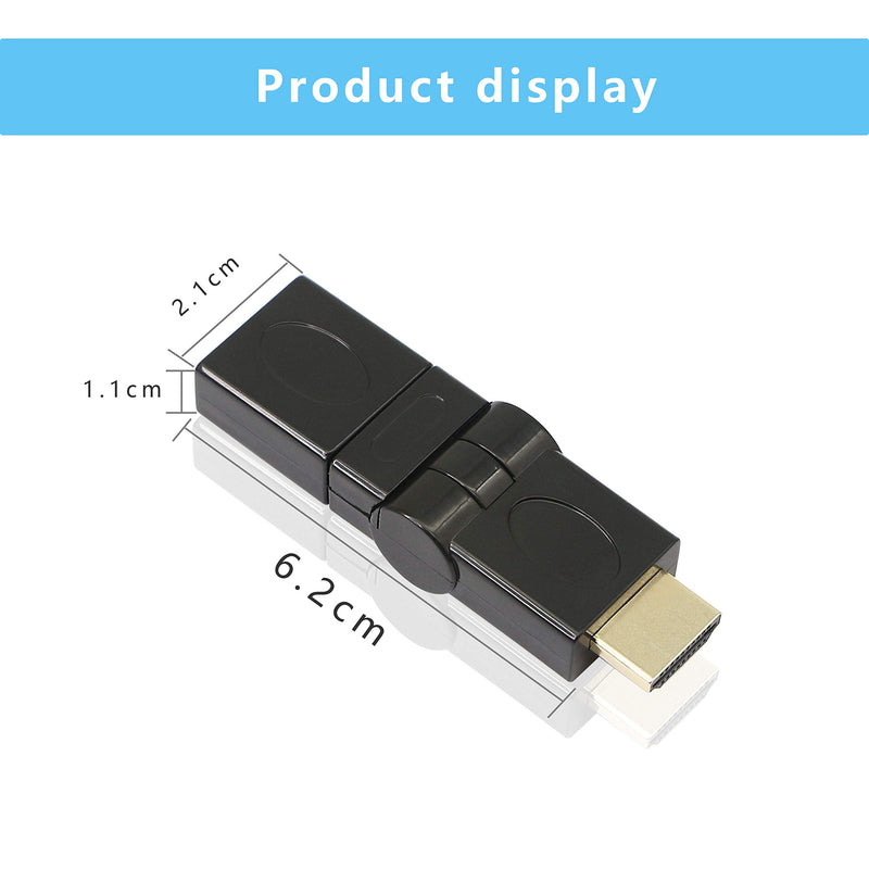 360 Degree Swivel Angle HDMI Adapter,90 180 270 Degree Angle Rotatable Extension Connector Adjustable Male to Female Adaptor for Full HD Support Including 720p-1080p,No Loss in Video/Audio Quality
