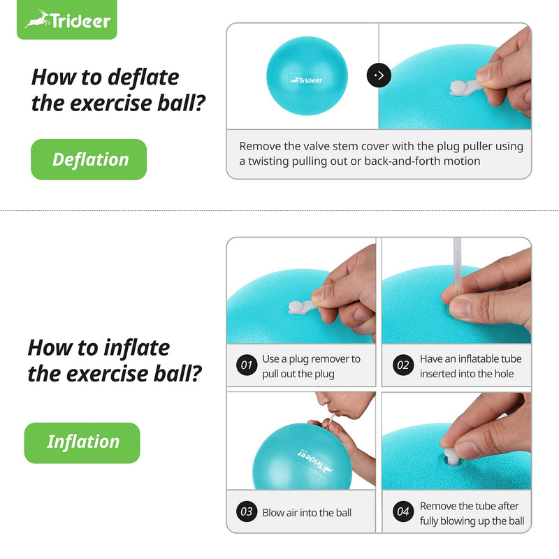 Trideer Pilates Ball 9 Inch Core Ball, Small Exercise Ball with Exercise Guide Barre Ball Bender Ball Mini Yoga Ball for Pilates, Yoga, Core Training, Physical Therapy, Balance, Stability, Stretching Turkis