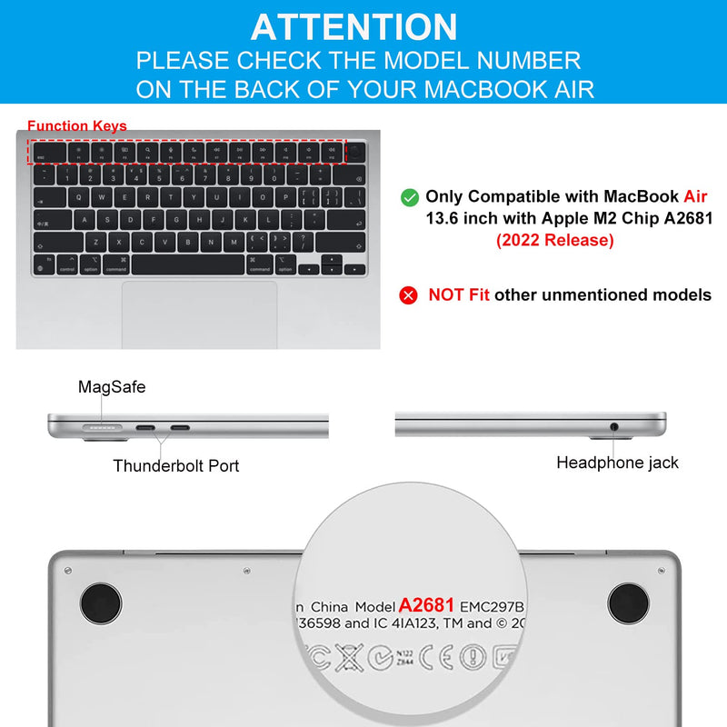 2PCS CaseBuy MacBook Air M2 Trackpad Protector Cover for 2022 Release MacBook Air 13.6" M2 Chip Model A2681 with Touch ID Clear Anti-Scratch Touch Pad Protector MacBook Air 13" M2(2022)