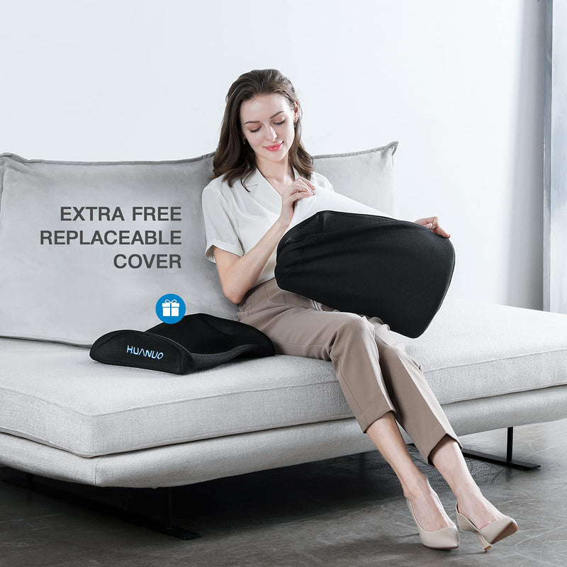 Foot Rest for Under Desk at Work, with 2 Optional Covers for Replacing, Double Layer Adjustable Foot Rest for Office, Home, Airplane, Travel, by HUANUO