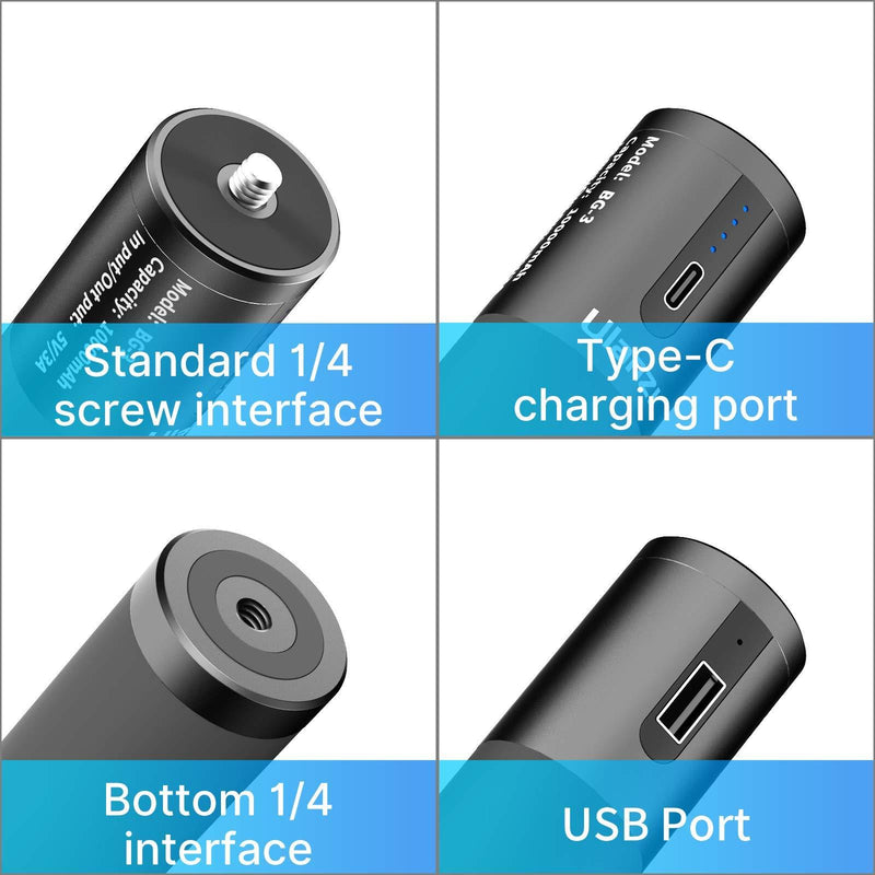 Battery Handle Grip for Gopro - ULANZI Select BG-3 10000mAh Power Stick, Camera Vlog Handgrip Extension Power Bank, PD/QC Backup Charging Battery Tripod Monopod for iPhone Gopro 10 DJI Pocket 2 zv1