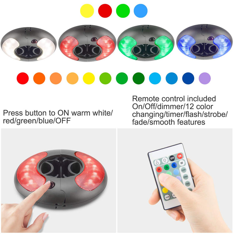 BIGMONAT Battery Operated Hanging Lights Outdoor Patio Umbrella Light with Remote12Colors Changing Camping Tent Light Outside Brightness Dimmable and Timer Setting 120Lumens Black