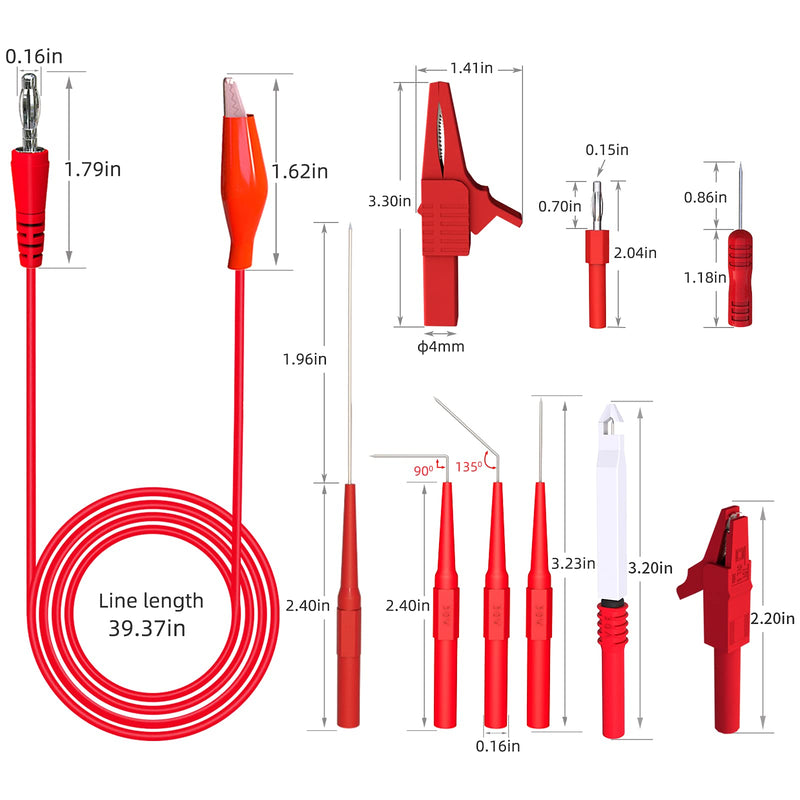 Goupchn Back Probe Kit 44PCS Banana Plug to Copper Alligator Clips Test Leads Kit with Alligator Clips, Wire Piercing Probes Set, 4mm Banana Plug Adapter for for Car Repairing Automotive Diagnostic