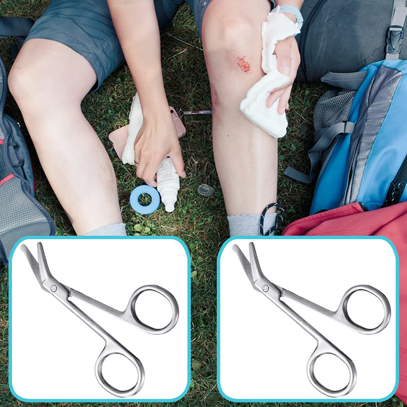 Ostomy Scissors Bandage Scissors Nursing Scissors Stainless Steel Scissors for Doctors, Nurses, Veterinary Home Nursing, 4.3 x 2.1 Inch, Curved (2 Pieces)