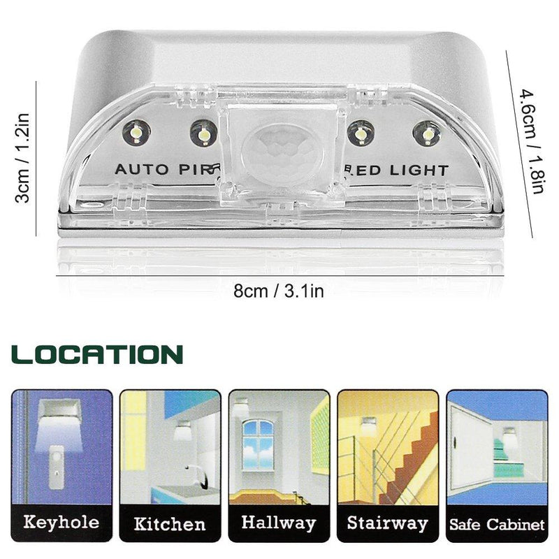 2 Pack Keyhole Light, SENHAI Infrared IR Wireless Door Lock Lamp, Auto Sensor Motion Detector, 4 LED Bulbs