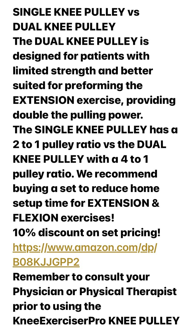 Knee Exerciser Pro Dual Knee Pulley: Knee Replacement Therapy , TKA, ACL & Knee Contracture Rehab