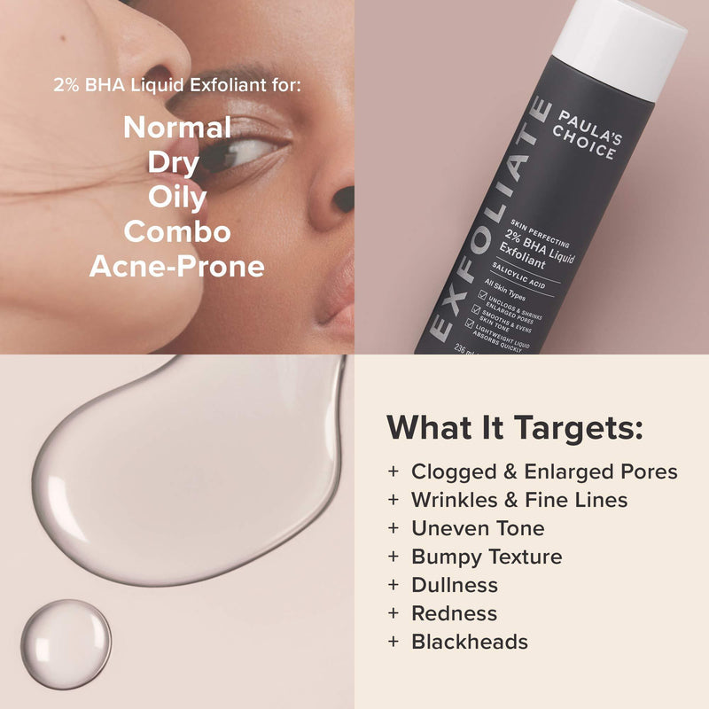 Paula's Choice Skin Perfecting 2% BHA Liquid Salicylic Acid Exfoliant Duo, Gentle Exfoliator for Blackheads, Large Pores, Wrinkles & Fine Lines, Includes 1 Full Size Bottle & 1 Travel Size Bottle Combo 1