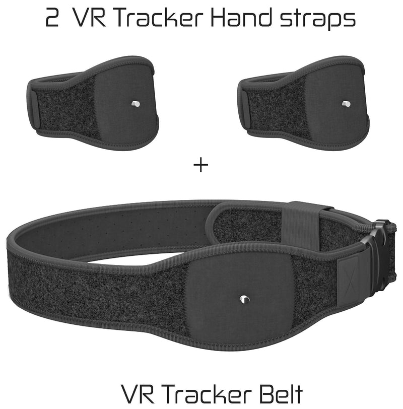 Skywin VR Tracker Belt and Tracker Strap Bundle for HTC Vive System Tracker Pucks - Adjustable Belt and Hand Straps for Waist and Full-Body Tracking in Virtual Reality (1 Belt and 2 Hand Straps)