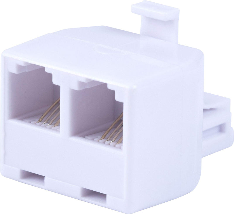 Power Gear Telephone Duplex Adapter, Home or Office, Compatible with Answering Machines, All Brands, RJ14, RJ11, White, 76191 1 Pack