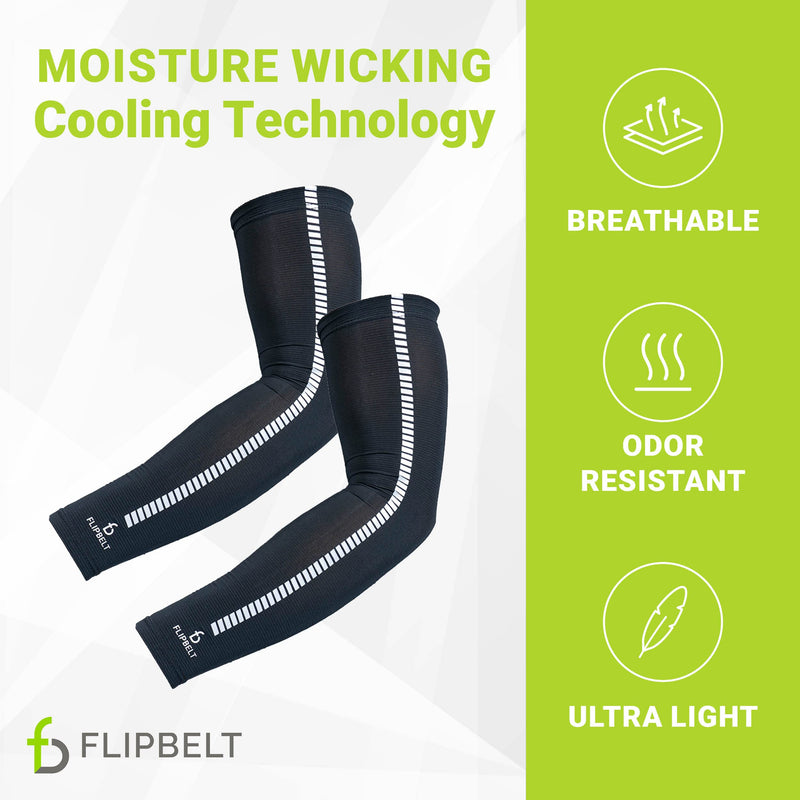 FlipBelt Arm Sleeves for Women and Men USA Company | UV Protection Elbow Brace for Women and Men | Cooling Arm Sleeves Black Small/Medium