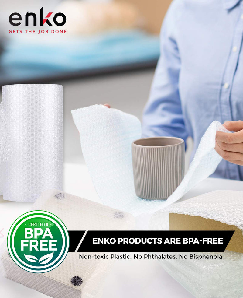 enKo (2 Pack) 12 inch x 72 feet Bubble Cushioning Wrap Roll Perforated 20 Fragile Sticker Labels for Moving Shipping Packing Boxes Supplies 2 Rolls: 12 in x 72 ft