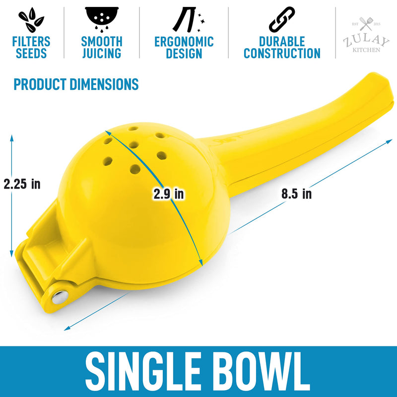 Zulay Premium Quality Metal Lemon Squeezer, Citrus Juicer, Manual Press for Extracting the Most Juice Possible Yellow