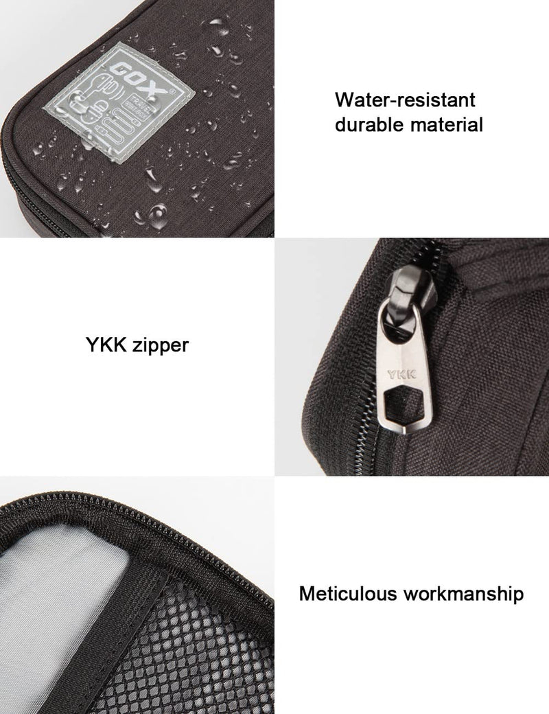 GOX Electronic Organizer Small Travel Cable Organizer Bag for Hard Drives,Cables,USB, SD Card,Black Black