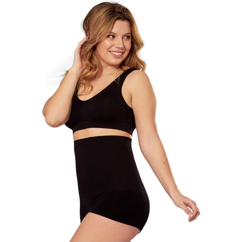 Shapermint High Waisted Body Shaper Boyshorts Tummy Control Waist Slimming and Back Smoothing Shapewear for Women Plus Size Black Small