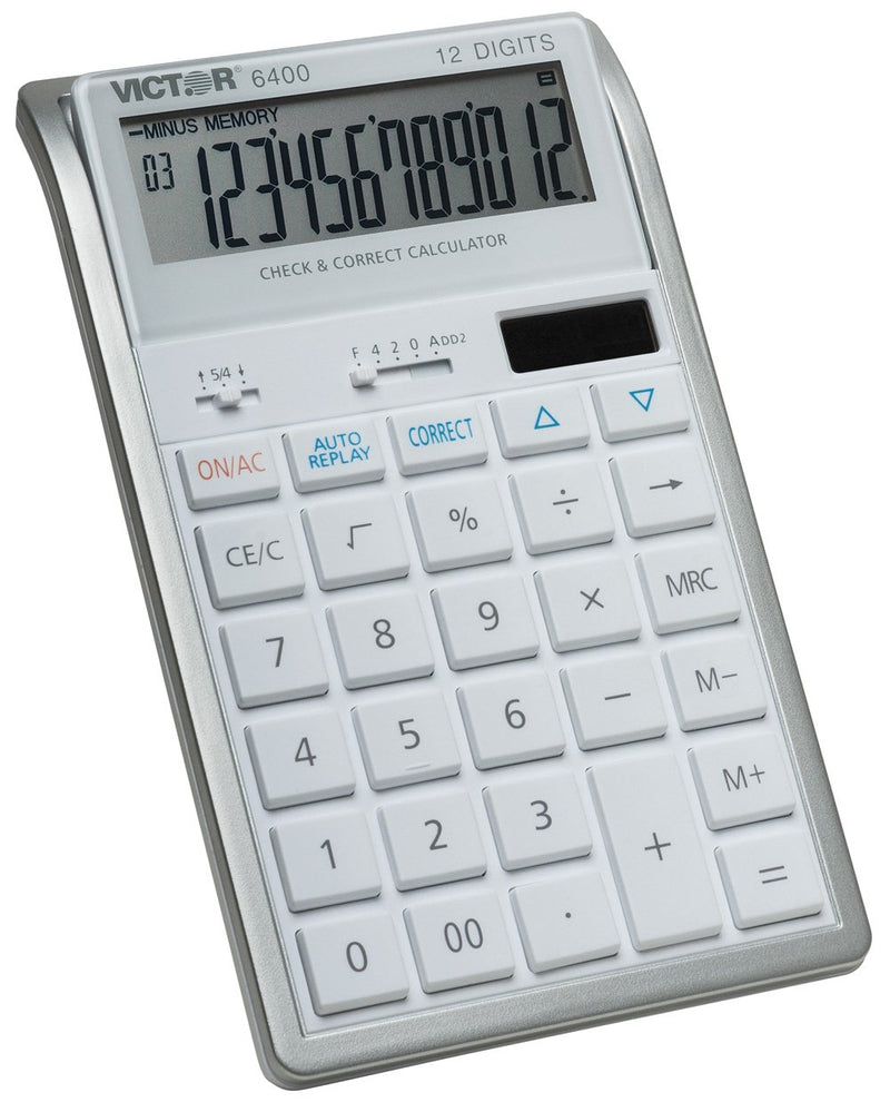 Victor 12-Digit Check and Correct Desk Calculator, White