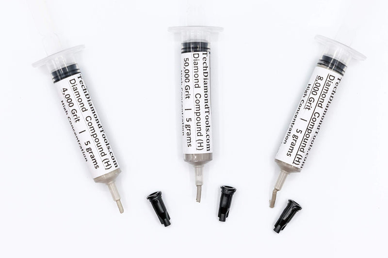 TechDiamondTools Kit of 3 Diamond Polishing Compound Polishing Paste 4000 8000 50000 Grit for Marble Glass Metal Rock Jewelry Resin Silver Gemstone with High Concentration of Diamond Powder USA Made 50000 8000 4000 grit