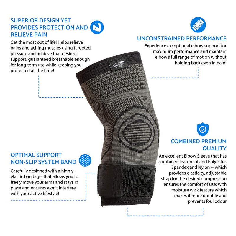 Elbow Brace with Strap for Tendonitis 2 Pack, Tennis Elbow Compression Sleeves, Golf Elbow Treatment Medium (Pack of 2)