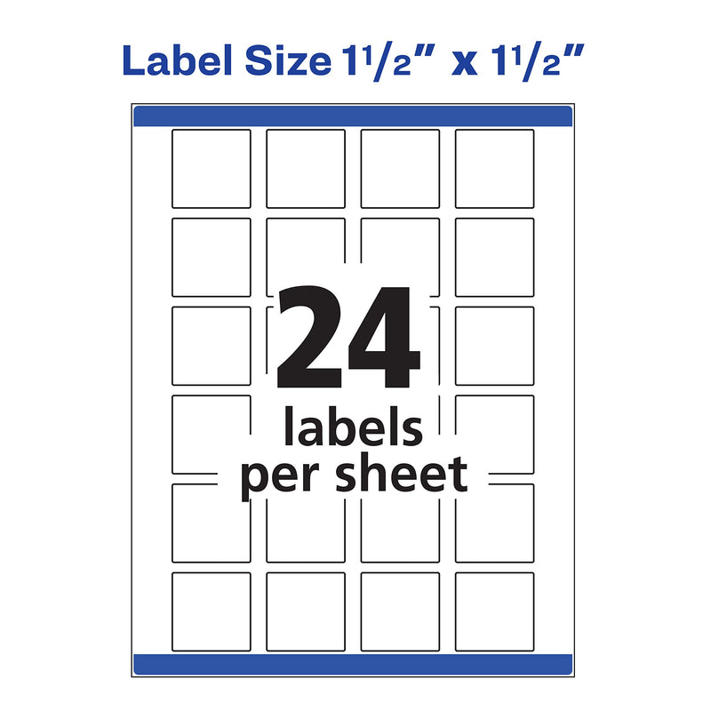 Avery Printable Blank Square Labels, 1.5" x 1.5", Matte White, 600 Customizable Labels (22805) 1.5 x 1.5 Specialty Labels