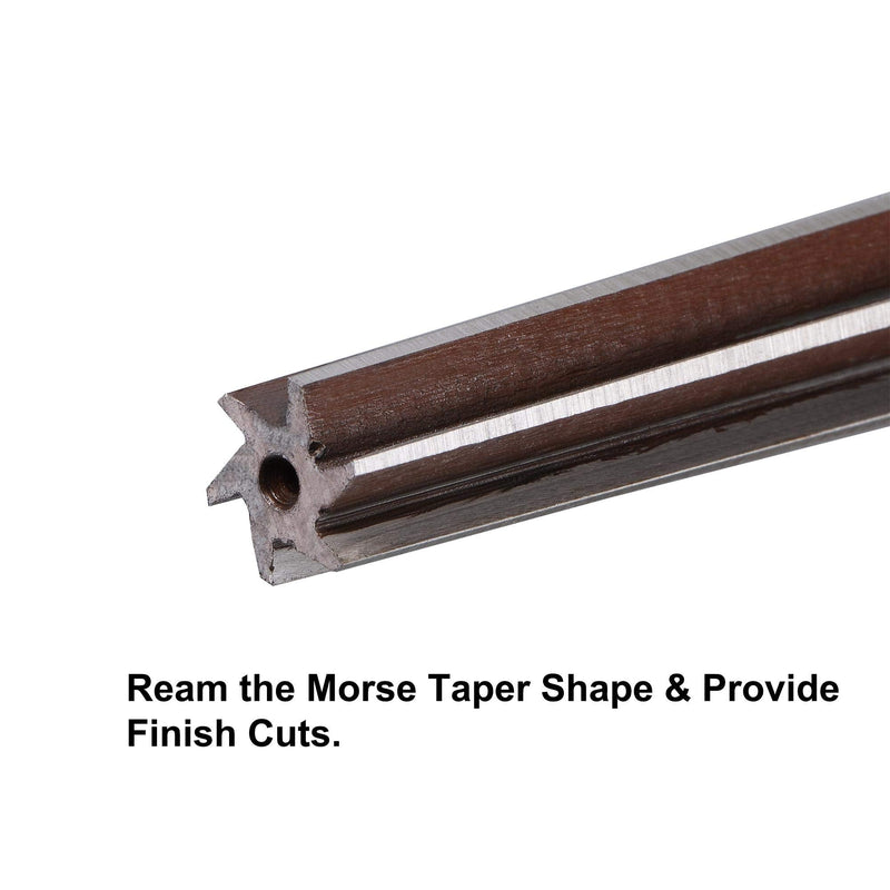 sourcing map MT2 Morse Taper Reamer H8 Accuracy Carbon Tool Steel 6 Flutes Straight Shank Hand Reamer Milling Tool