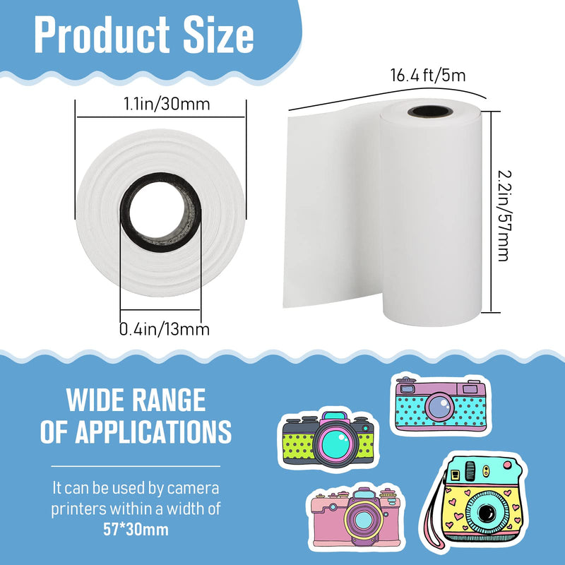 20 Rolls Instant Camera Print Paper Refill Camera Thermal Printer Photo Paper Roll Instant Print Thermal Paper Fit for Kids Instant Camera Favors Supplies, 57 x 30 mm