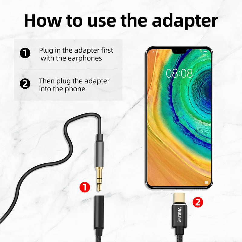 USB C to 3.5MM Audio Adapter - USB Type C to AUX Headphone Jack Hi-Res DAC Cable Adapter for Pixel 4 Samsung Galaxy S21 S20 Ultra S20+ Note 20 OnePlus 7T and More