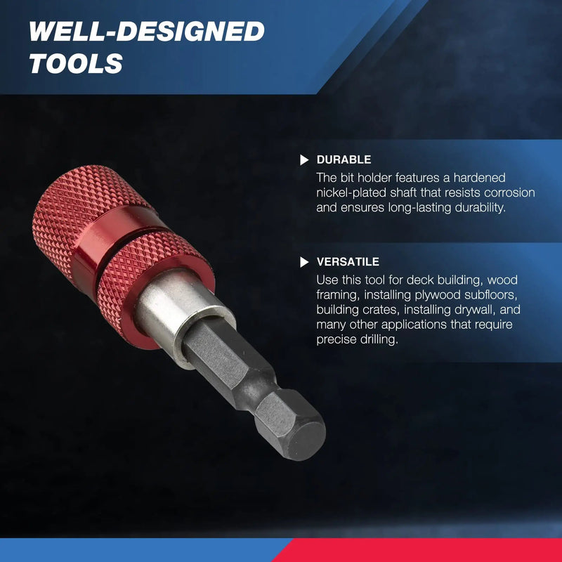 NEIKO 00238A Adjustable Depth Screwdriver Bit Holder | Quick Change | Impact Ready | Magnetic Tip | Red