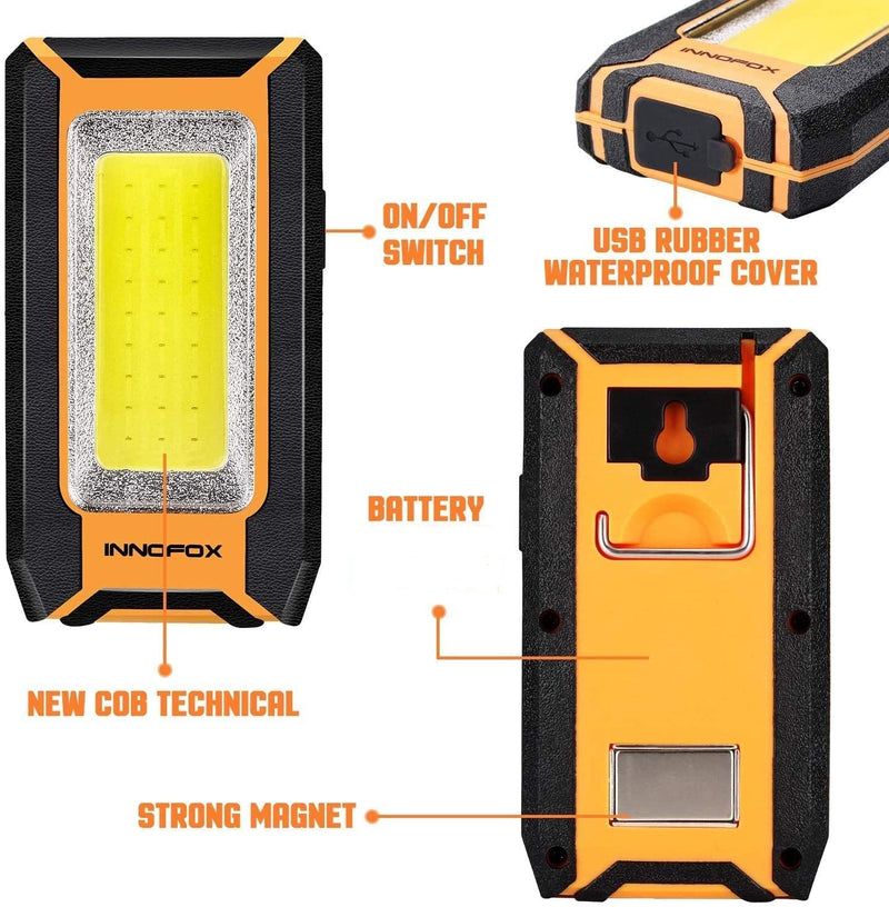 2pack LED Rechargeable Magnetic Work Light 40W 1500Lumens, Hanging Hook 3 Lighting Modes, Job Site Lighting for Car Repairing, Camping, Working, and Hurricane