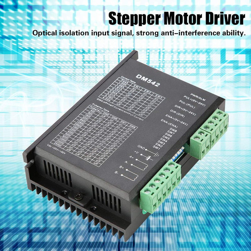 Stepper Driver, Dm542 2 Phase Stepper Motor Driver Dc 18-48v 57/86 Stepper Motor Driver Peak 4.2a