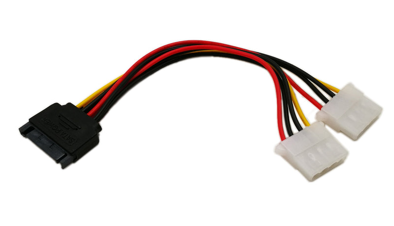 zdyCGTime 6 Inch Sata 15-Pin Male to Dual 4 Pin Molex Lp4 Female IDE Hard Drive Power Y-Adapter Converter Cable,Male to Female for 12V/5V IDE HDD DVD