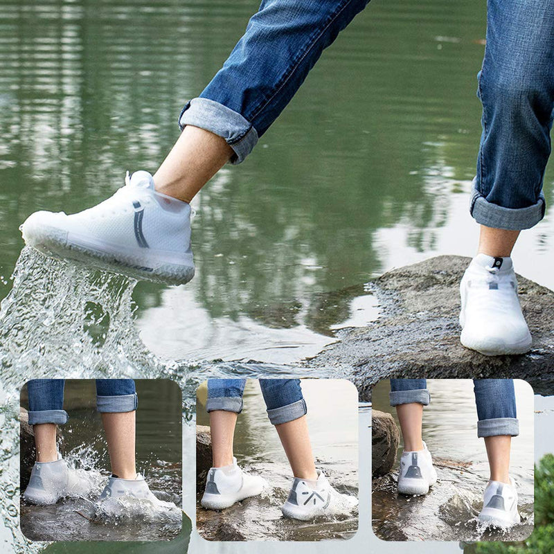 Waterproof Silicone Shoe Cover,Reusable Non Slip Rubber Rain Shoe Cover Unisex Shoe Protectors Outdoor with Non-slip Sole for Rainy and Snowy(Small grey) Small