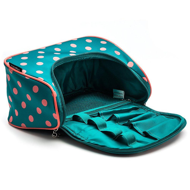 Cute Travel Makeup Bag, Yeiotsy Cute Polka Dots Toiletry Bag with Handle for Girls Cosmetic Organizer for Women (Lake Blue) Lake Blue