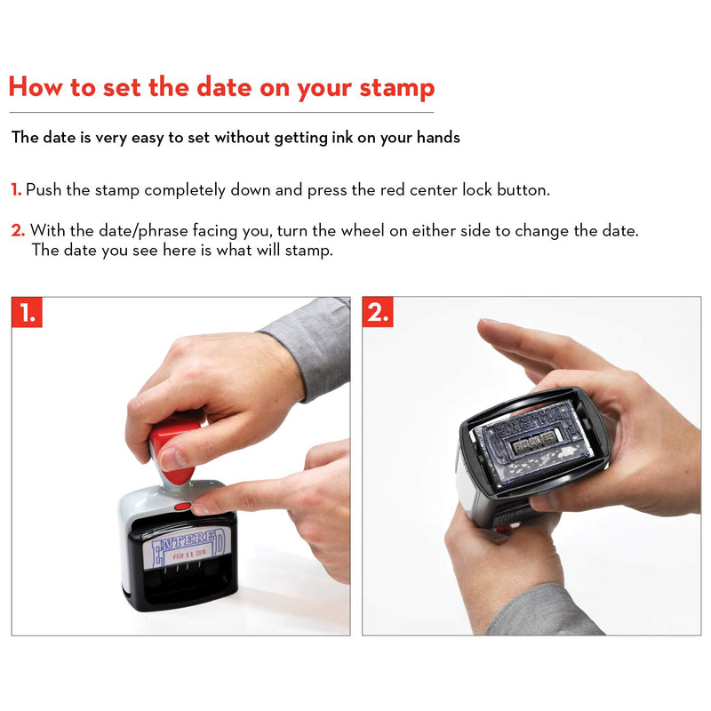 MaxMark Heavy Duty Style Date Stamp with MAILED self Inking Stamp - Red Ink