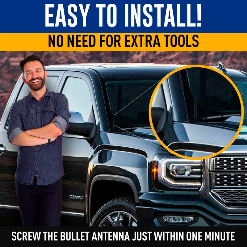 Bullet Style Antenna MAST Black for GMC Sierra 1500 2006-2022