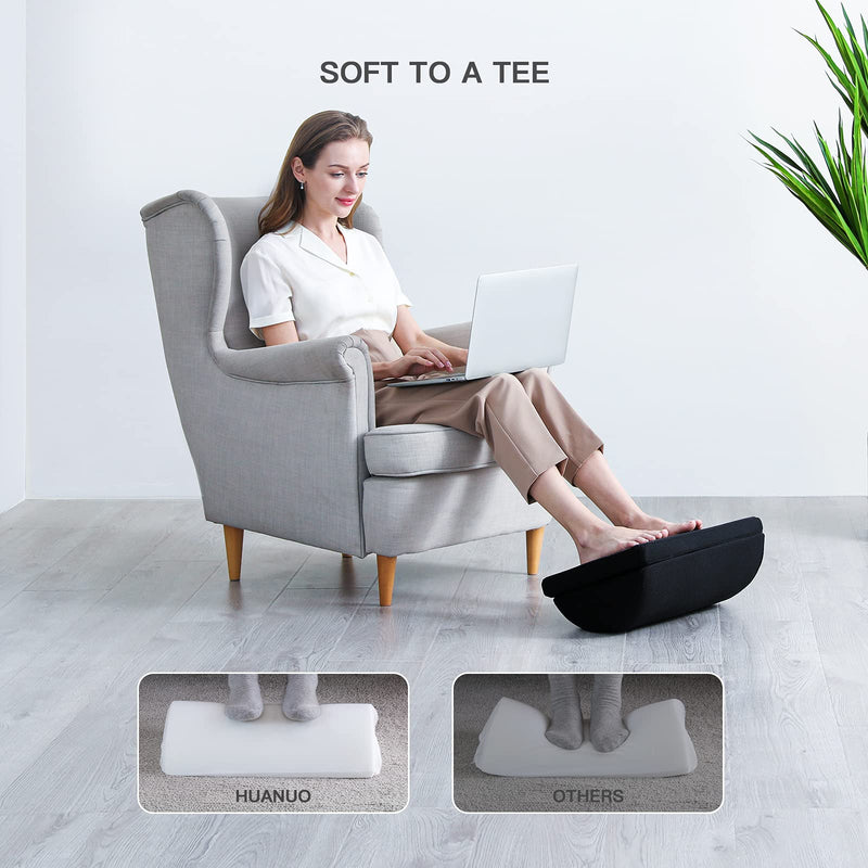 Foot Rest for Under Desk at Work, with 2 Optional Covers for Replacing, Double Layer Adjustable Foot Rest for Office, Home, Airplane, Travel, by HUANUO