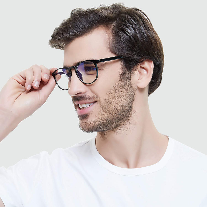 FEIYOLD Blue Light Blocking Glasses Women/Men,Retro Round Anti Eyestrain Computer Gaming Glasses(2Pack) Black+leopard