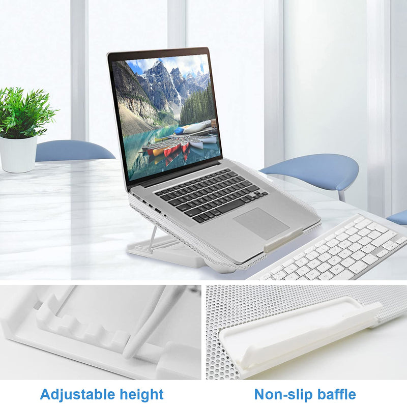 Laptop Cooling pad Laptop Cooler Stand Laptop Fan Cooling pad for 11-15.6 Inch Gaming Notebooks, 2 Turbine Fans,4 Angle Adjustable Laptop Cooling Stand (White) White