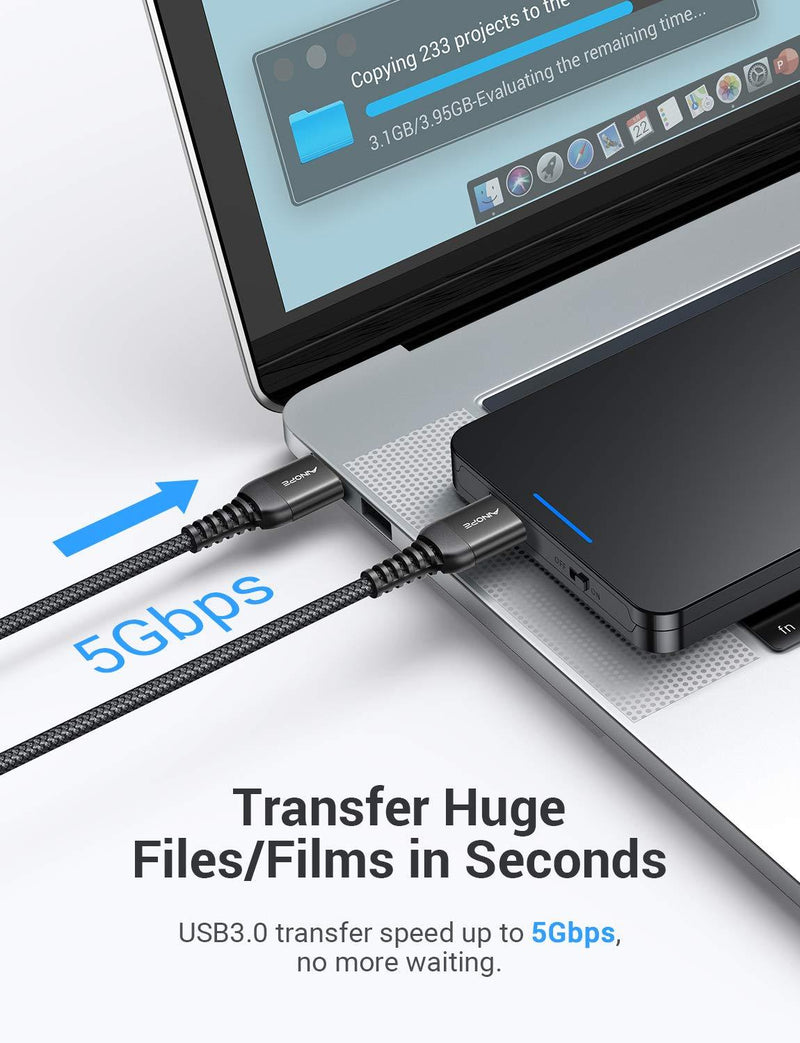 AINOPE USB 3.0 A to A Male Cable 6.6FT+6.6FT,USB 3.0 to USB 3.0 Cable [Never Rupture] USB Male to Male Cable Double End USB Cord Compatible with Hard Drive Enclosures, DVD Player, Laptop Cool-Black Black