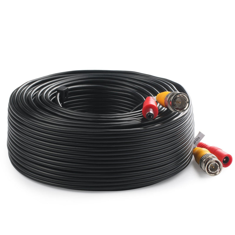 Postta BNC Video Power Cable (100 Feet) Pre-Made All-in-One Video Security Camera Cable Wire with Two Connectors for CCTV DVR Surveillance System 100 FT 1 Pack