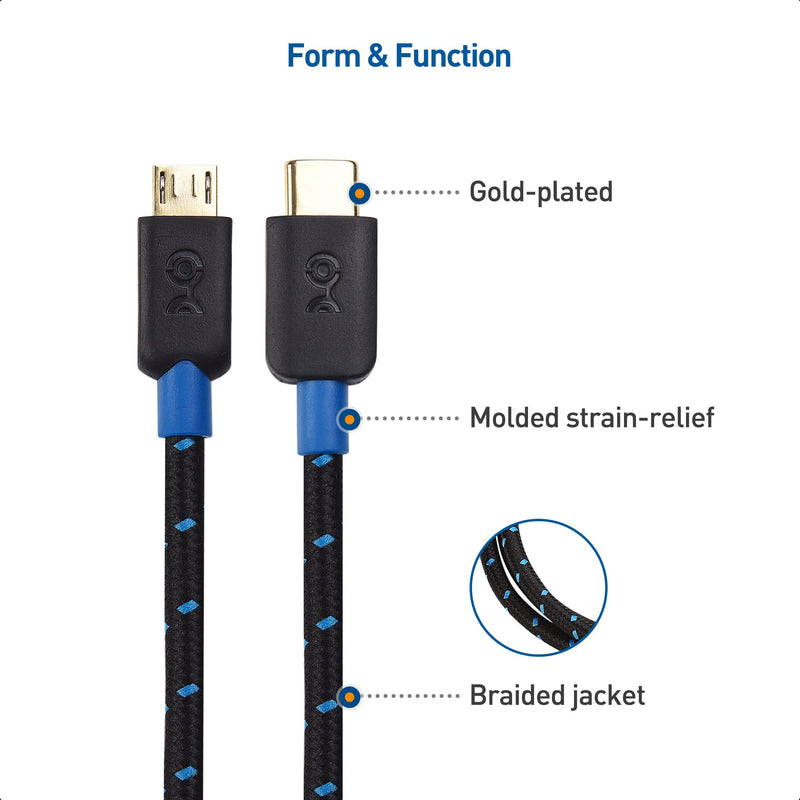 Cable Matters Braided USB C to Micro USB Cable 3.3 ft (Micro USB to USB-C Cable, USB Type C to Micro USB Cable) in Black 3 Feet