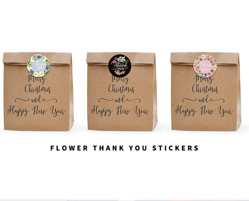 500pcs Thank You Stickers ,1.5inch Round Adhesive Small Business Stickers,8 Floral Designs Stickers Roll , Thank You Labels for Packaging, Envelope Sealing, Gift Bags, Greeting Cards, Wedding ,Party,