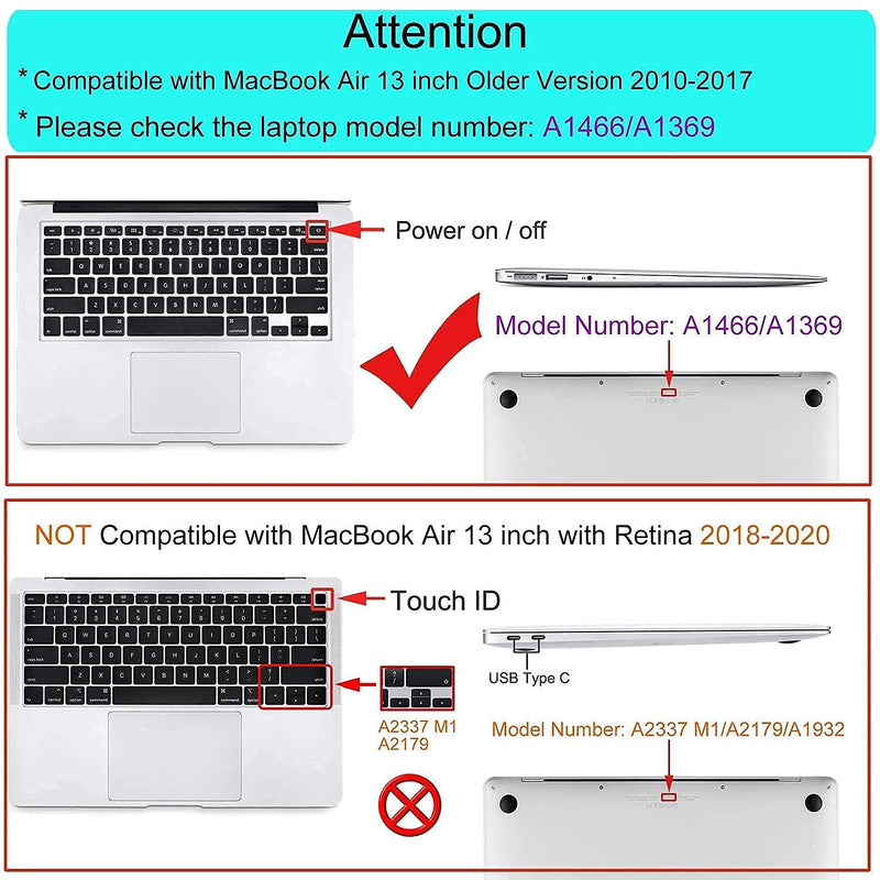 MOSISO Plastic Hard Shell Case & Polyester Vertical Sleeve Bag Polyester Vertical Compatible with MacBook Air 13 inch (Models: A1369 & A1466, Older Version 2010-2017 Release)