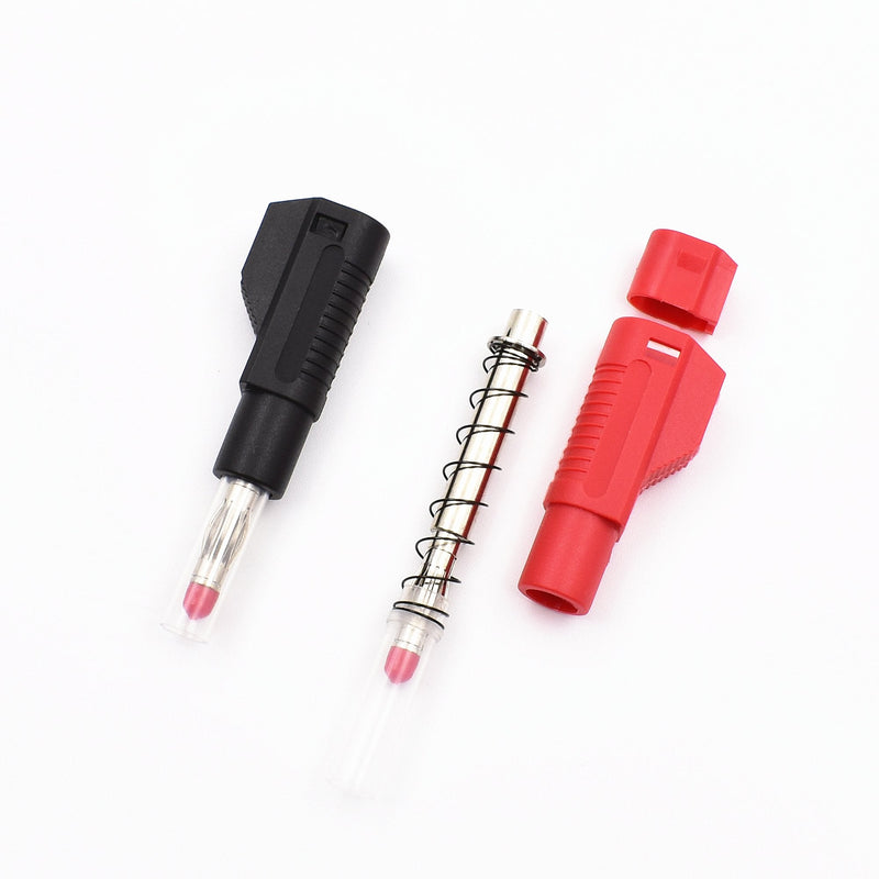 10sets Retractable Sheath 4mm Banana Plug Connectors Stackable Wire Solder Multimeter Test Leads Ends Banana Plugs Adapter with Banana Jack Socket 10Pcs Red+Black
