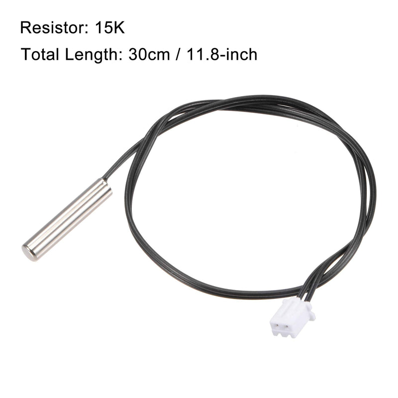 uxcell 2pcs 15K Temperature Sensor Probe, Stainless Steel NTC Thermal Sensor Probe 30cm Digital Thermometer Extension Cable