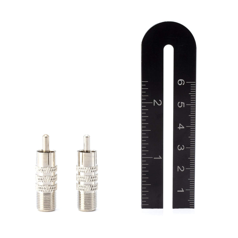 RF (F81) and RCA Coaxial Adapter - RCA Male to Female F81 (F-Pin) Connector, Adapter, Coupler, and Converter - for RG11, RG6, RG59, RG58, SDI, HD SDI, CCTV - 4 Pack Silver RCA Male
