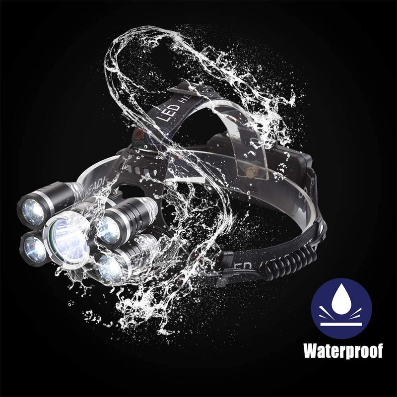 Headlamp 12000 Lumen Ultra Bright CREE LED Work Headlight Micro-USB Rechargeable, 4 Modes Head Lamp Waterproof Headlamps for Camping Hiking Hunting Hard Hat Workers