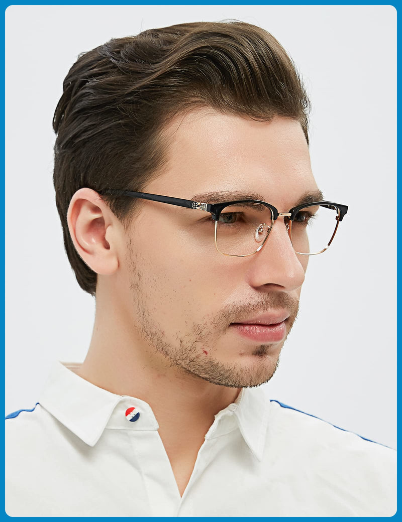 GUDVUE Blue Light Glasses for Men Rectangle Computer Glasses Gaming Eyeglasses Black/Golden Pro