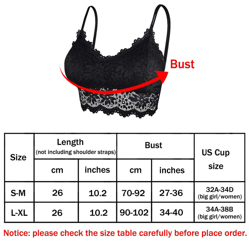 Duufin 5 Pcs Lace Bralettes for Women Bralette Padded Lace Bandeau Bra Small-Medium Red，blue， Black, Beige, White