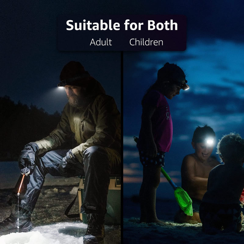 LE LED Headlamp Rechargeable, 6 Modes, Super Bright, Lightweight and Comfortable, IPX4 Rate, Rechargeable Headlamp for Adults and Kids, USB Cable Included, 2 Pack